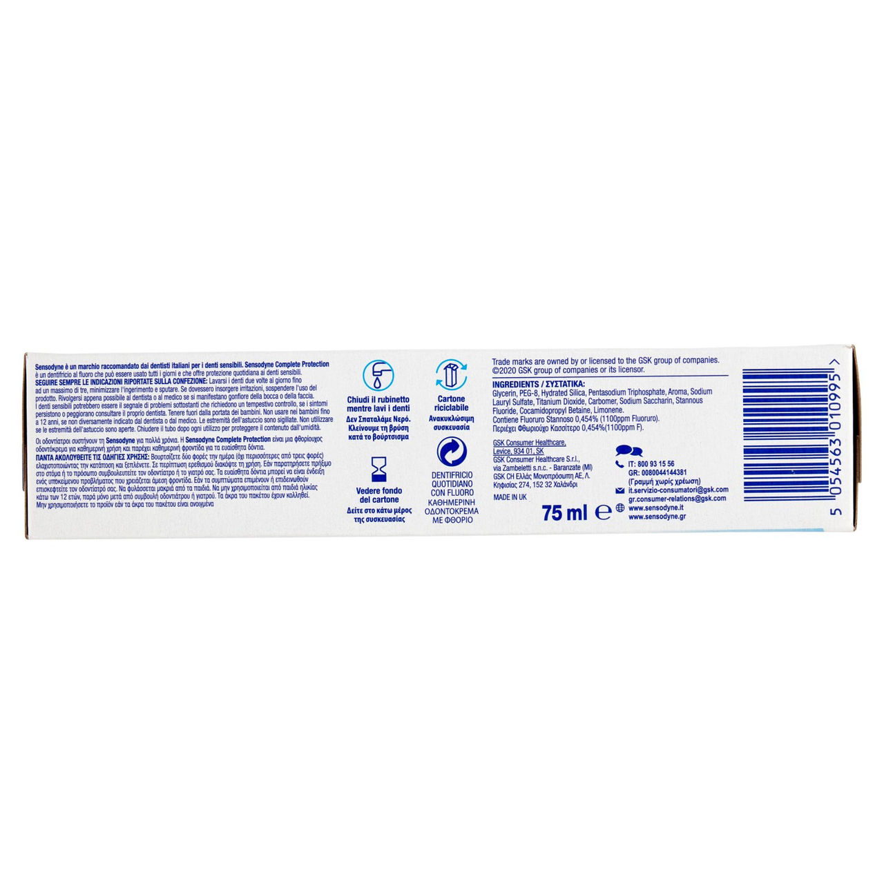 Sensodyne Complete Protection dentifricio quotidiano con fluoro 75 ml