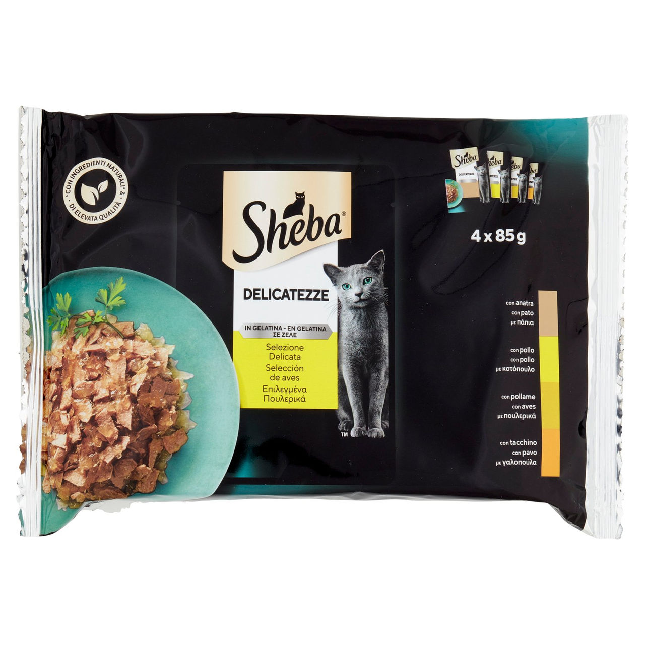 Sheba Delicatezze in gelatina cibo umido gatto Selezione Delicata 4x85g