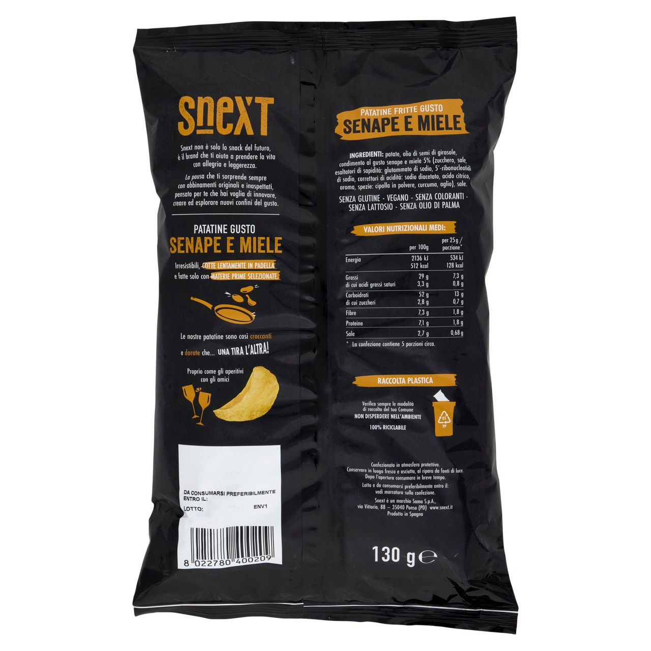 Snext Patatine Gusto Senape e Miele 130 g