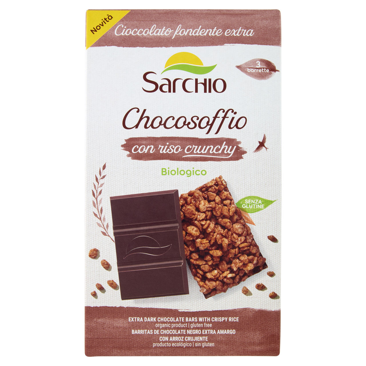 Soffio di riso Sarchio cioccolato fondente extra bio senza glutine 75 g
