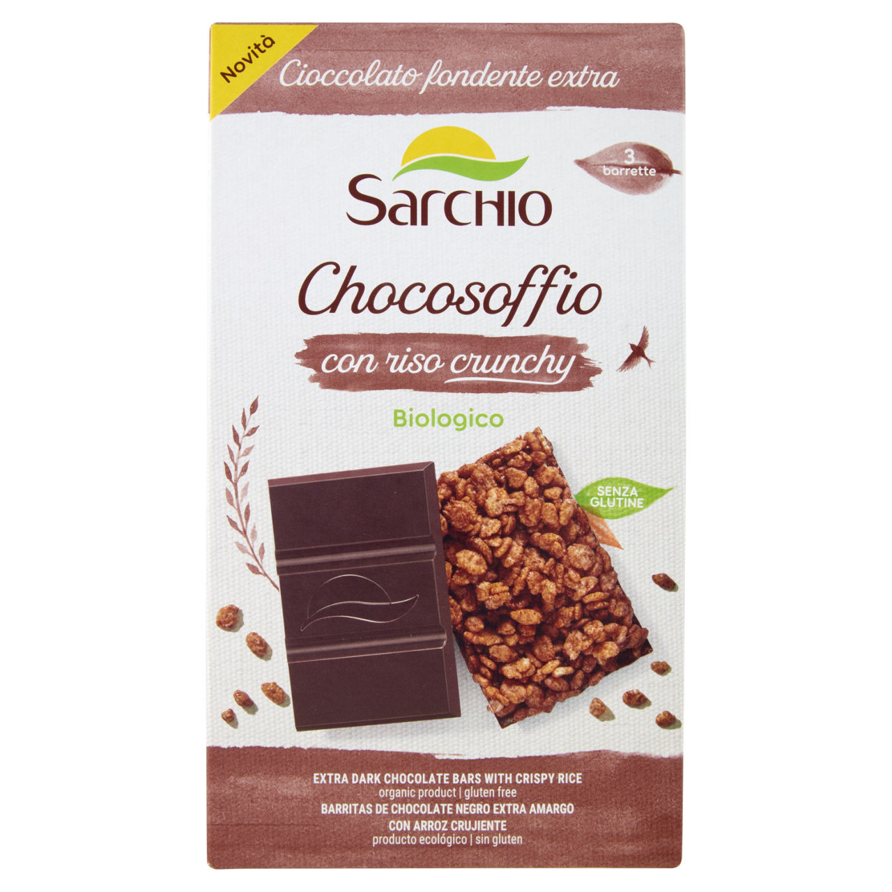 Soffio di riso Sarchio cioccolato fondente extra bio senza glutine 75 g