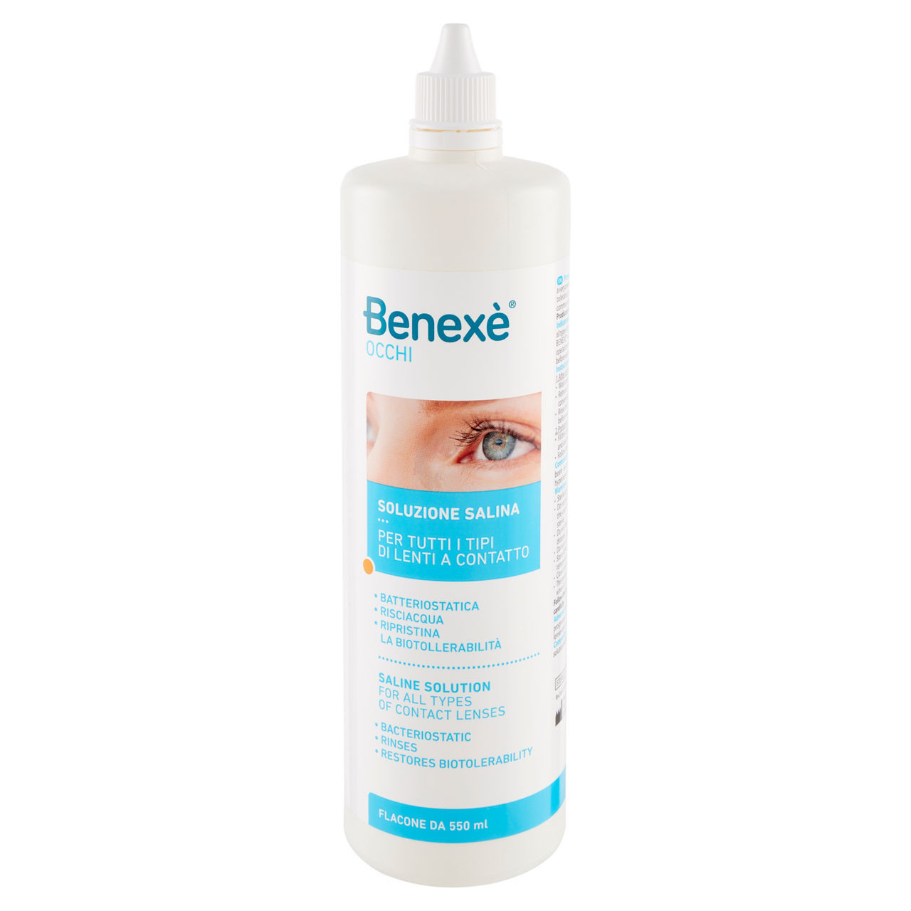 Soluzione salina Occhi Benexè per tutti i tipi di lenti a contatto 550 ml