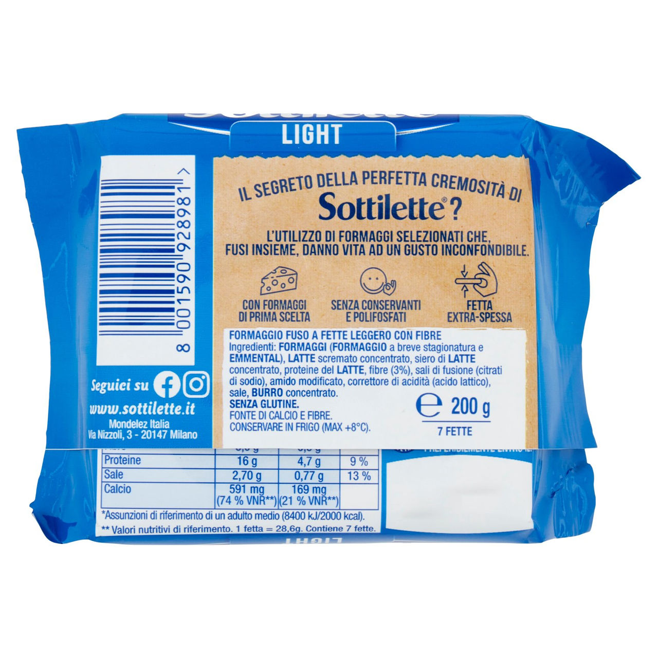 Sottilette Light formaggio fuso a fette leggero - 200 g