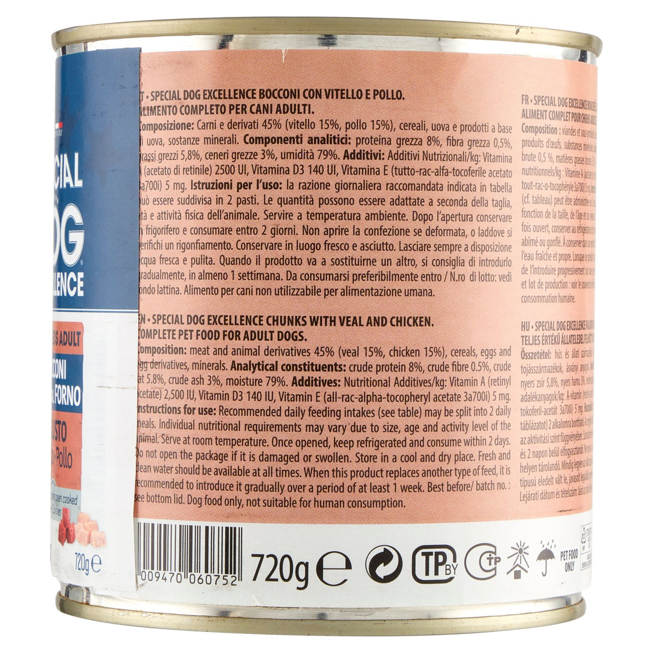 Special Dog Excellence All Breeds Adult Bocconi Cotti al Forno Bigusto Vitello Pollo 720 g