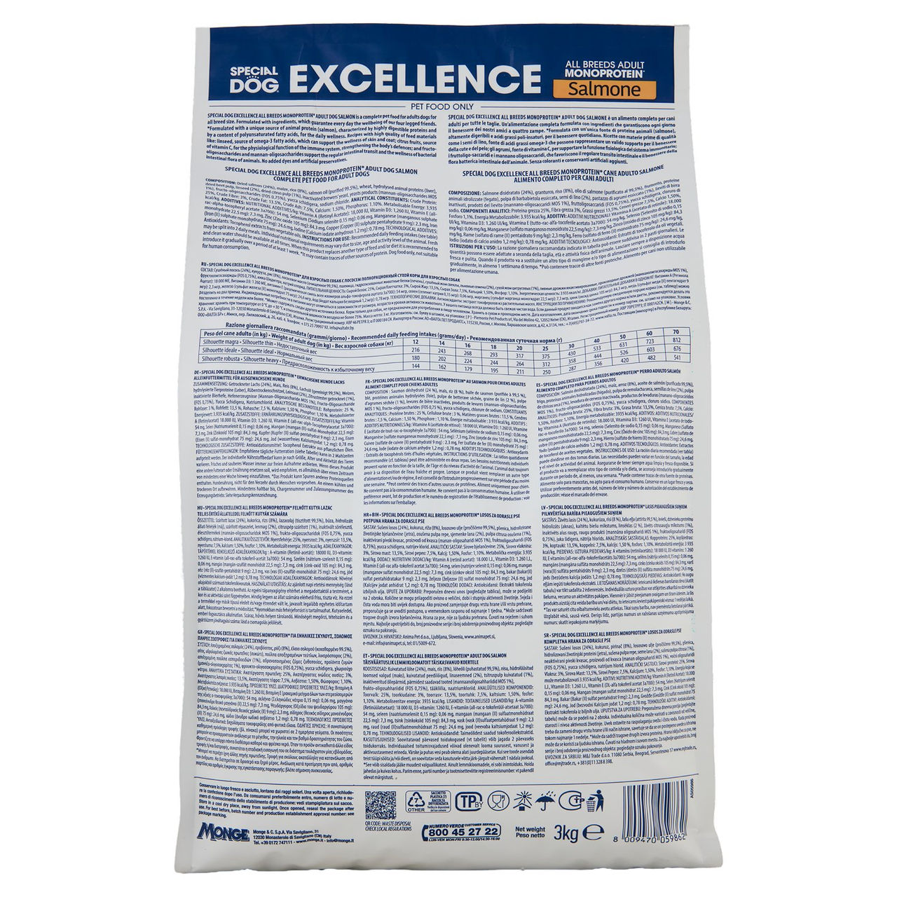 Special Dog Excellence All Breeds Adult Monoprotein Salmone con riso, agrumi, semi di lino 3 kg
