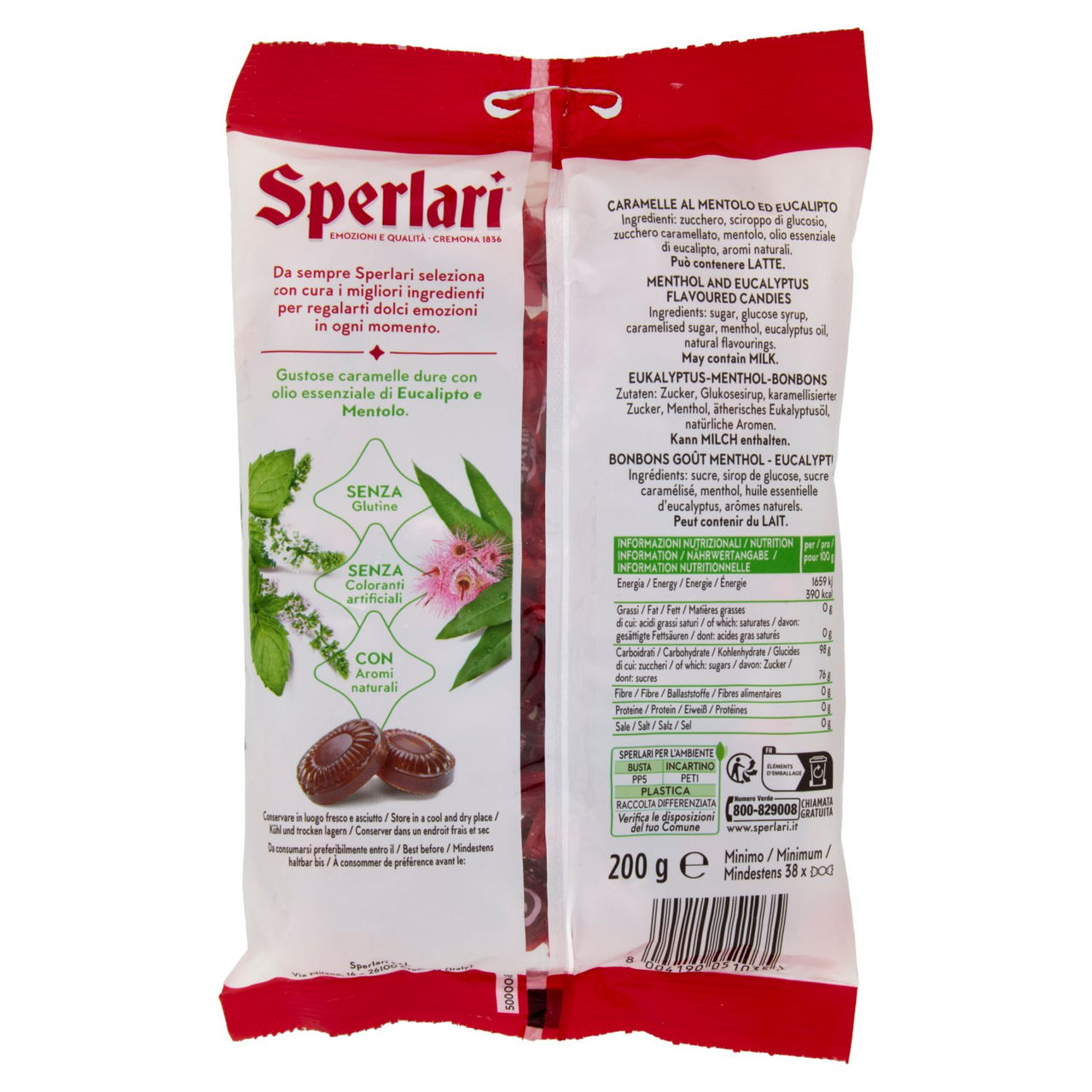 Sperlari Club Caramelle Dure al Mentolo ed Eucalipto 200 g