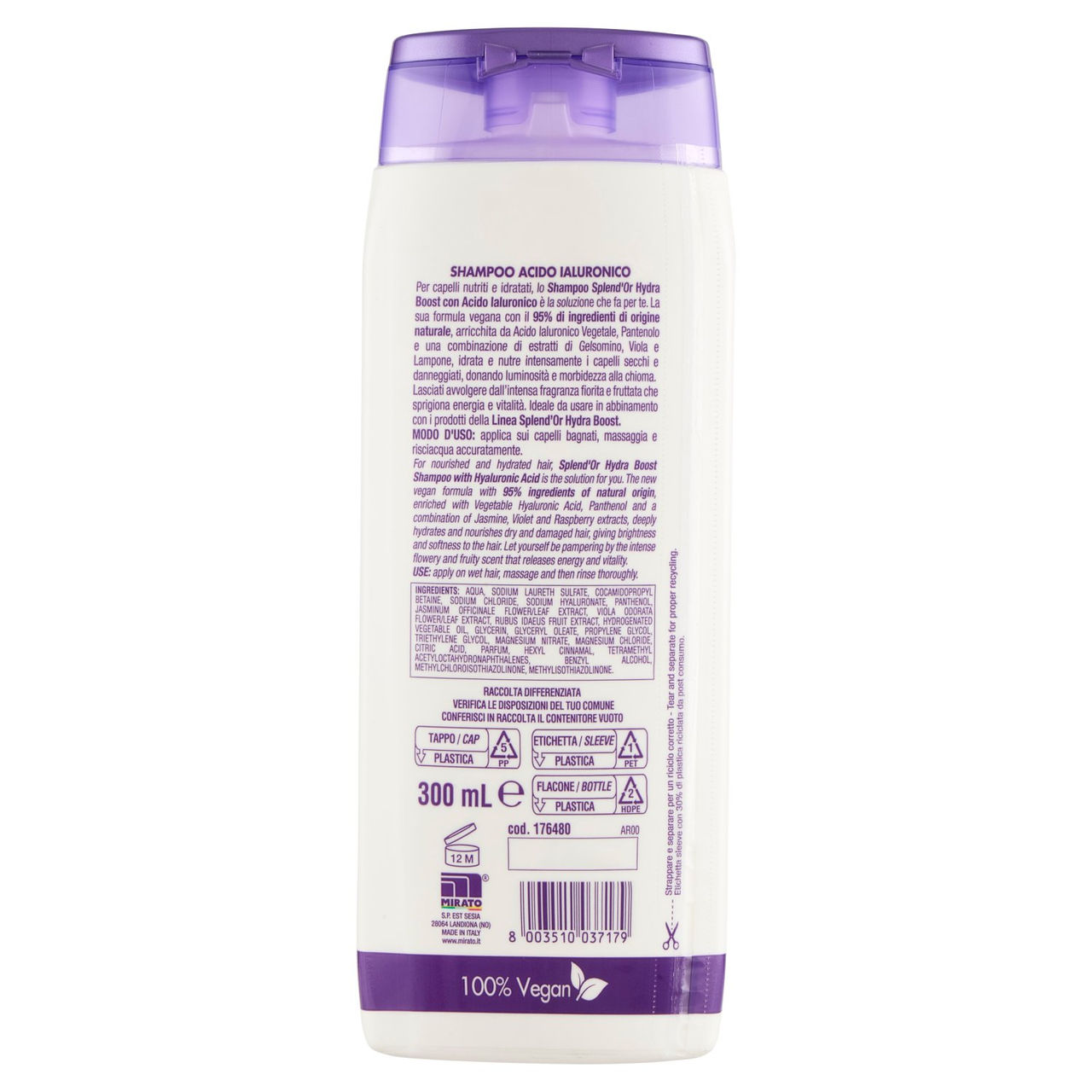 Splend'Or Shampoo Acido Ialuronico Hydra Boost Idratante 300 mL