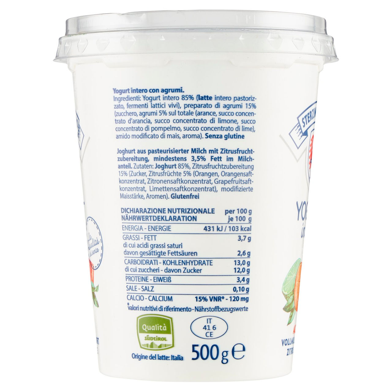Sterzing Vipiteno Yogurt intero Agrumi 500 g