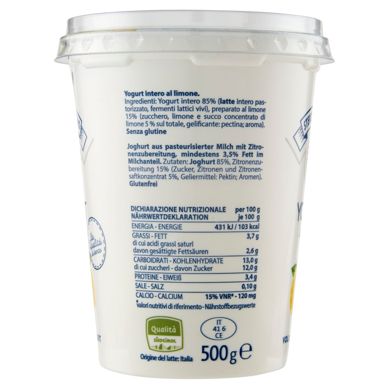 Sterzing Vipiteno Yogurt intero Limone 500 g
