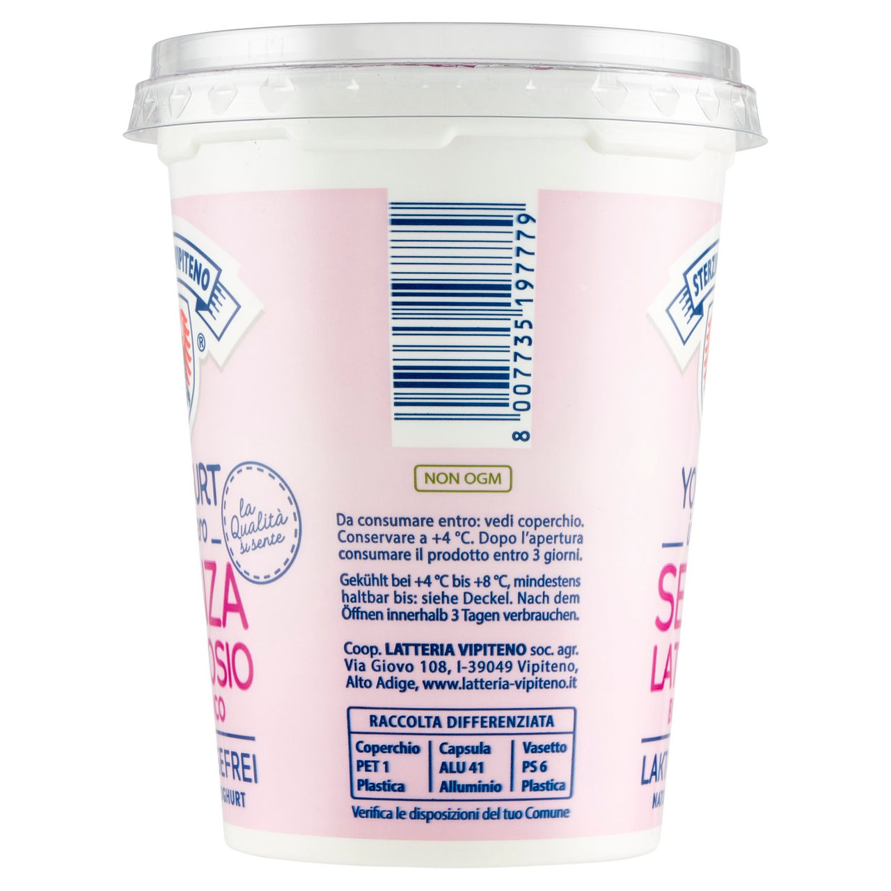 Sterzing Vipiteno Yogurt intero Senza Lattosio Bianco 500 g
