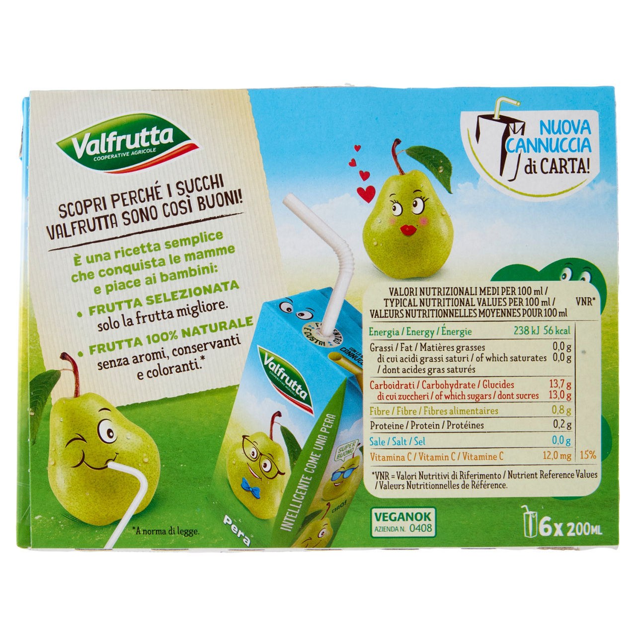 Succo e polpa di frutta Valfrutta pera conf. 200 ml x 6 pezzi