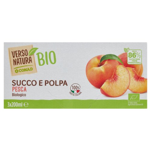 Succo e Polpa di pesca biologica brik 200 ml x 3 Verso Natura Bio Conad