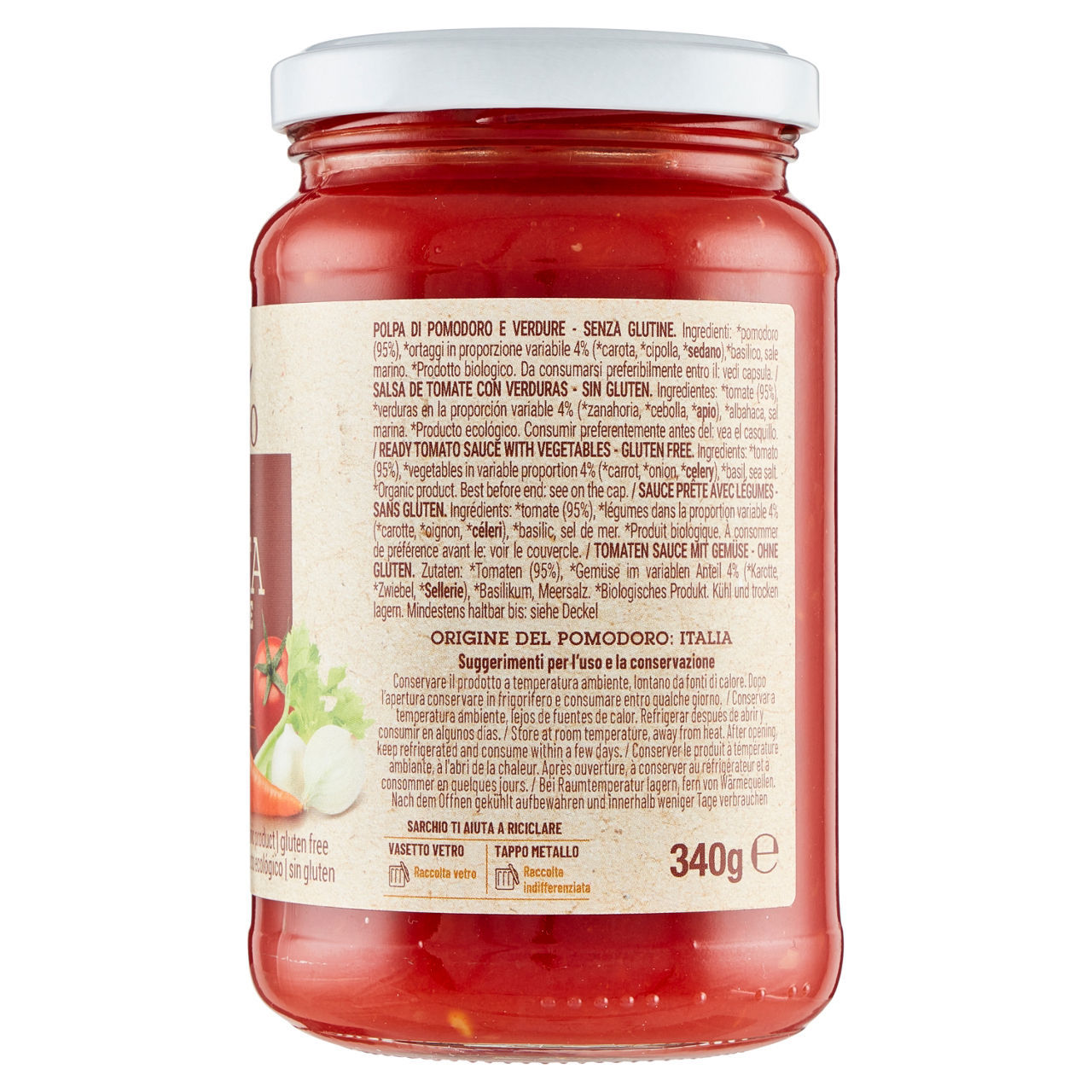 Sugo Gia'Pronto Sarchio bio con verdure, senza glutine 340g