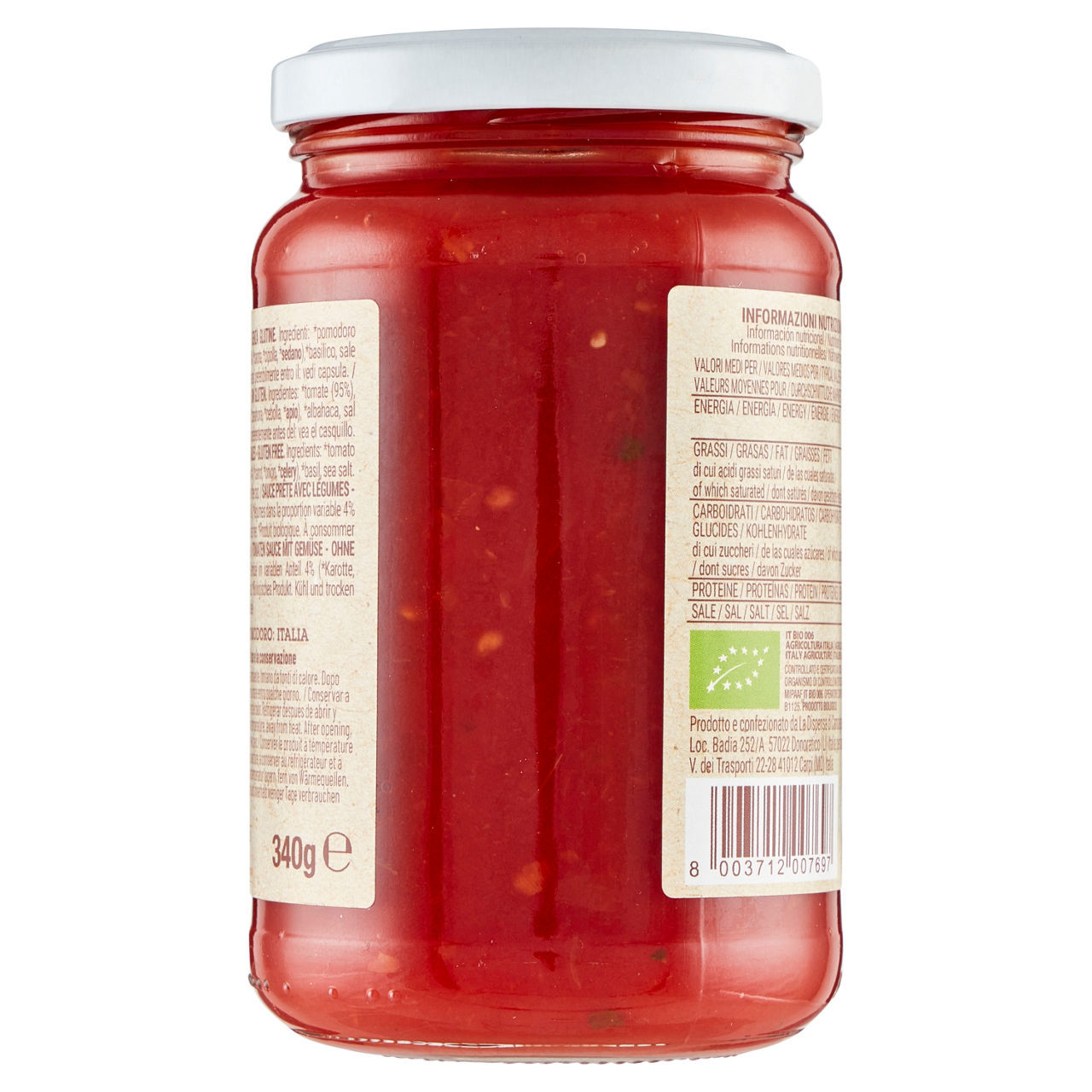 Sugo Gia'Pronto Sarchio bio con verdure, senza glutine 340g