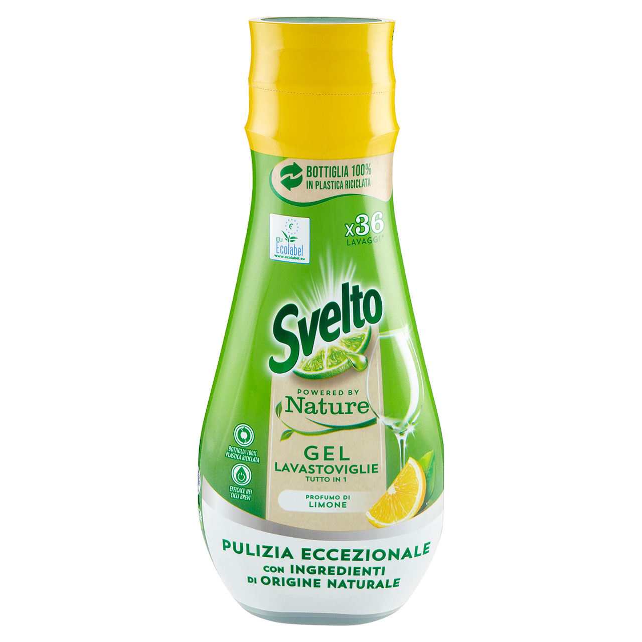 Svelto Powered by Nature Gel Lavastoviglie Tutto in 1 Profumo di Limone 640 ml