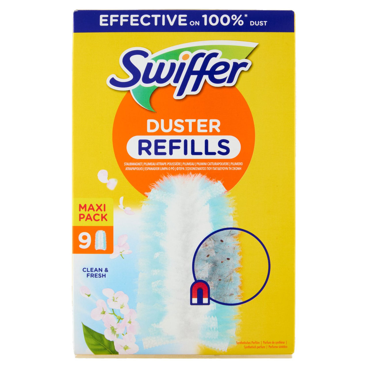 Swiffer Duster Cattura Polvere Clean & Fresh - Ricarica 9 Piumini per spolverare