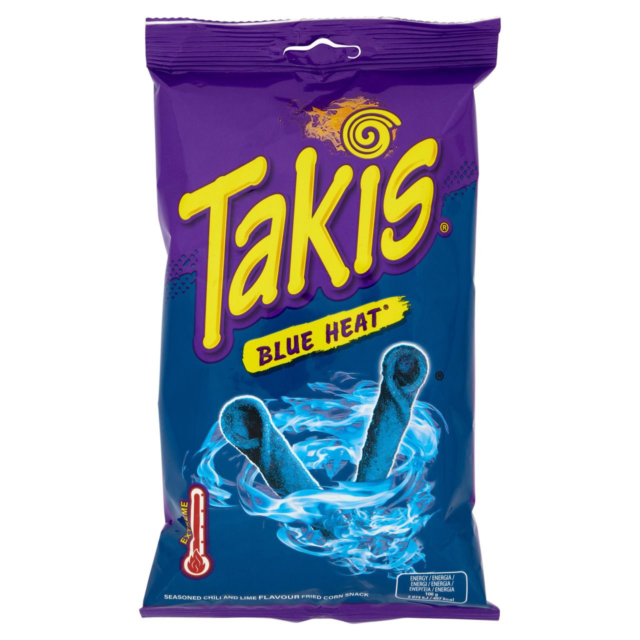 Takis Blue Heat Seasoned Chili and Lime Flavour Fried Corn Snack 100 g