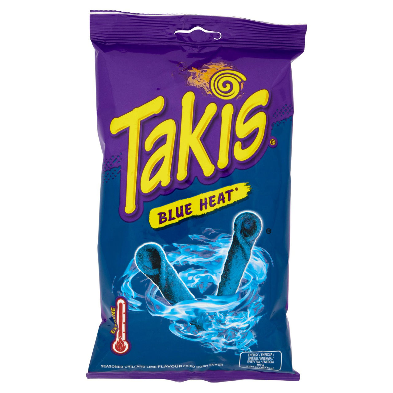 Takis Blue Heat Seasoned Chili and Lime Flavour Fried Corn Snack 100 g
