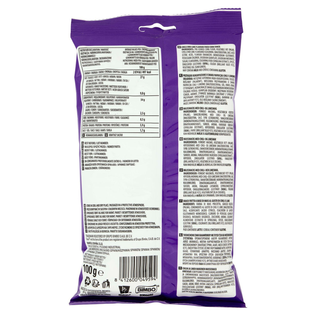 Takis Blue Heat Seasoned Chili and Lime Flavour Fried Corn Snack 100 g