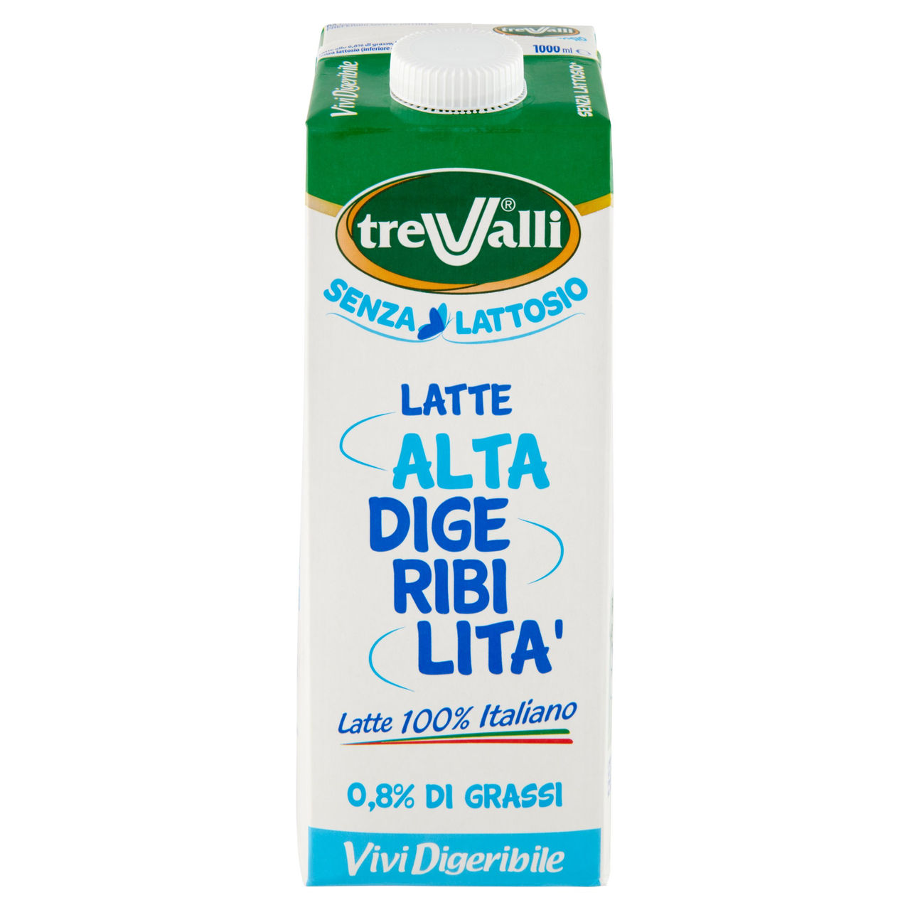 treValli Senza Lattosio Latte Alta Digeribilità 0,8% di Grassi Vivi Digeribile 1000 ml