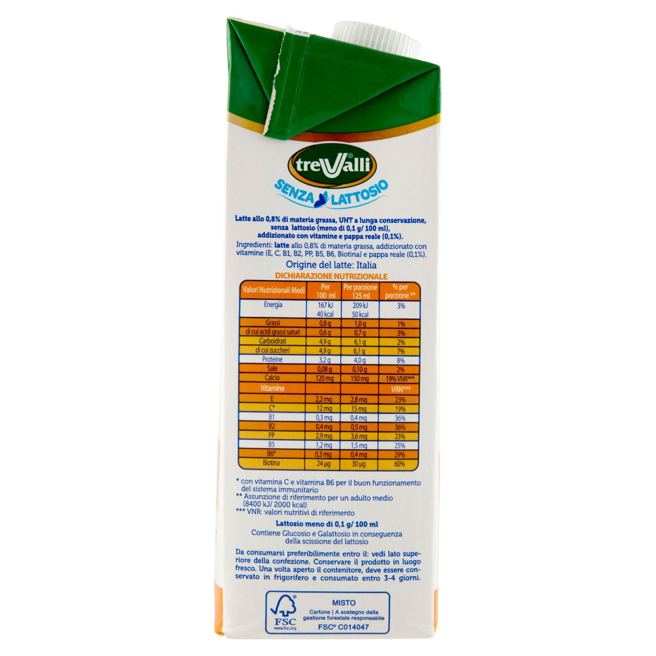 treValli Senza Lattosio Latte Alta Digeribilità Vivi Sano 1000 ml