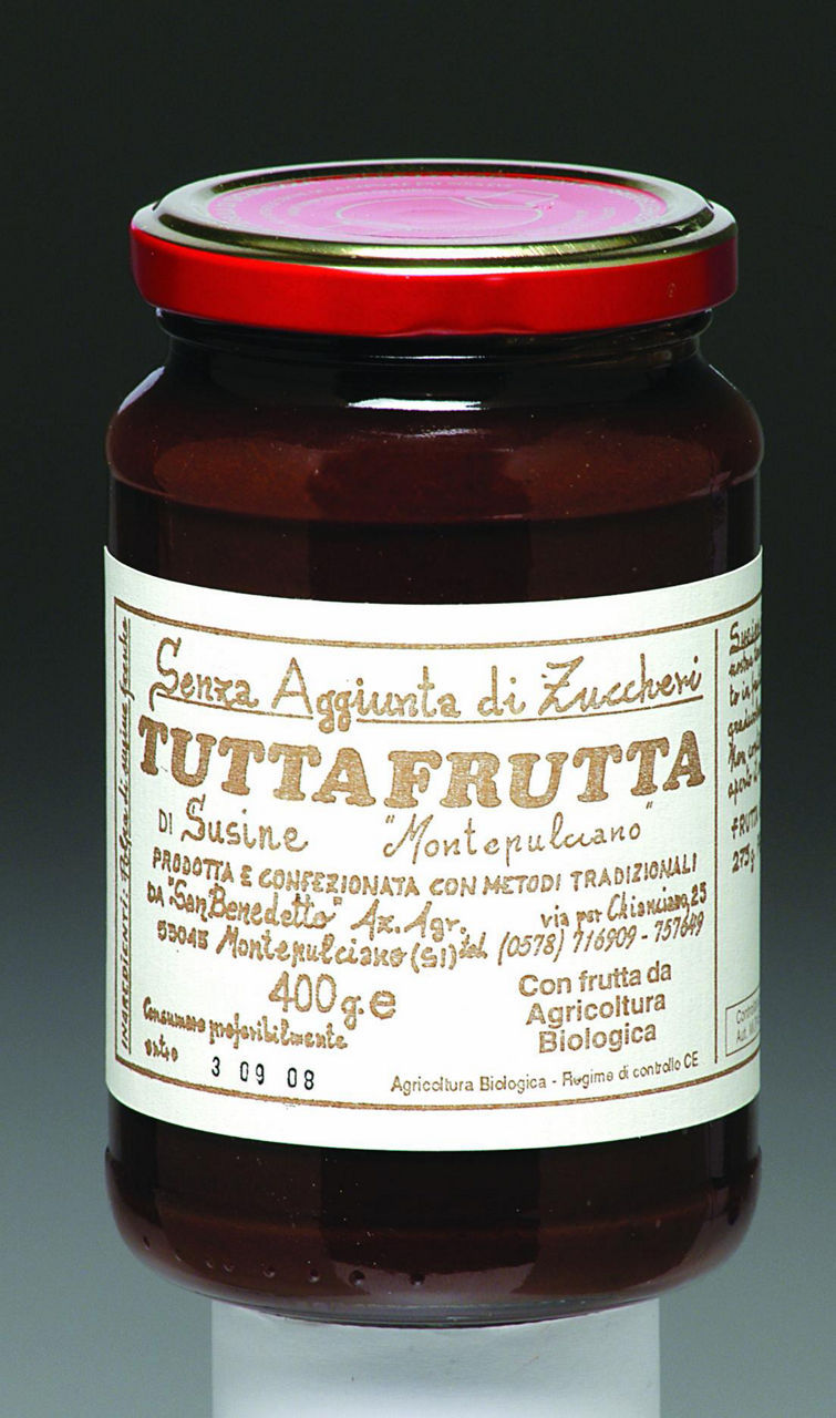 Tuttafrutta di susine Montepulciano Azienda Agricola San Benedetto senza aggiunta di zuccheri 400 g