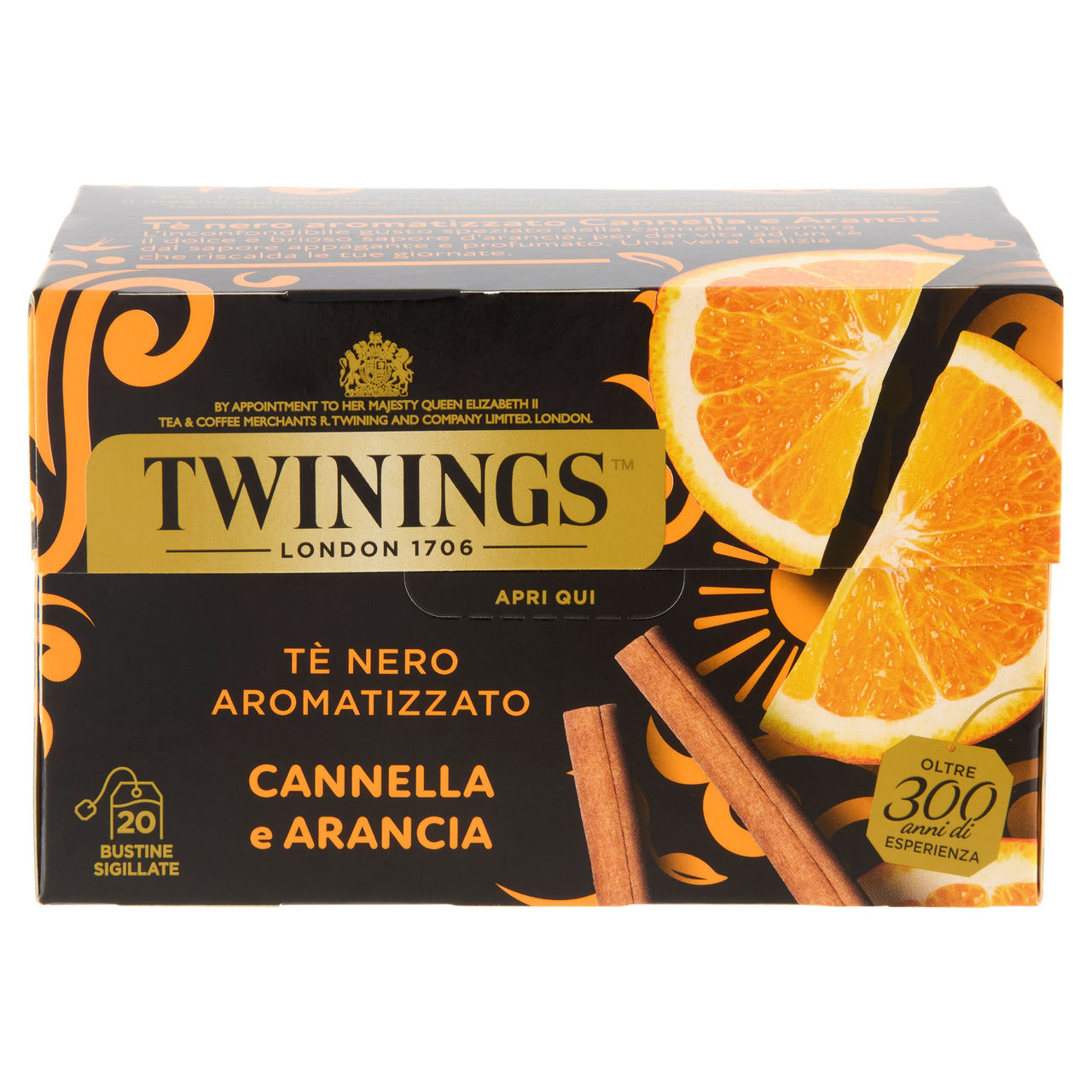 Twinings Cannella e Arancia Tè Nero aromatizzato 20 filtri The 40 g