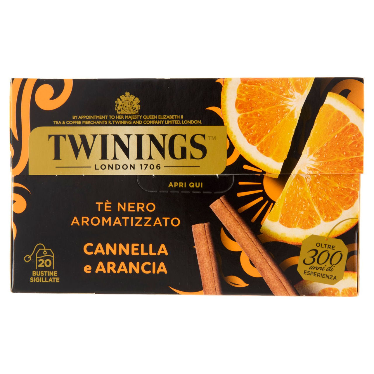 Twinings Cannella e Arancia Tè Nero aromatizzato 20 filtri The 40 g