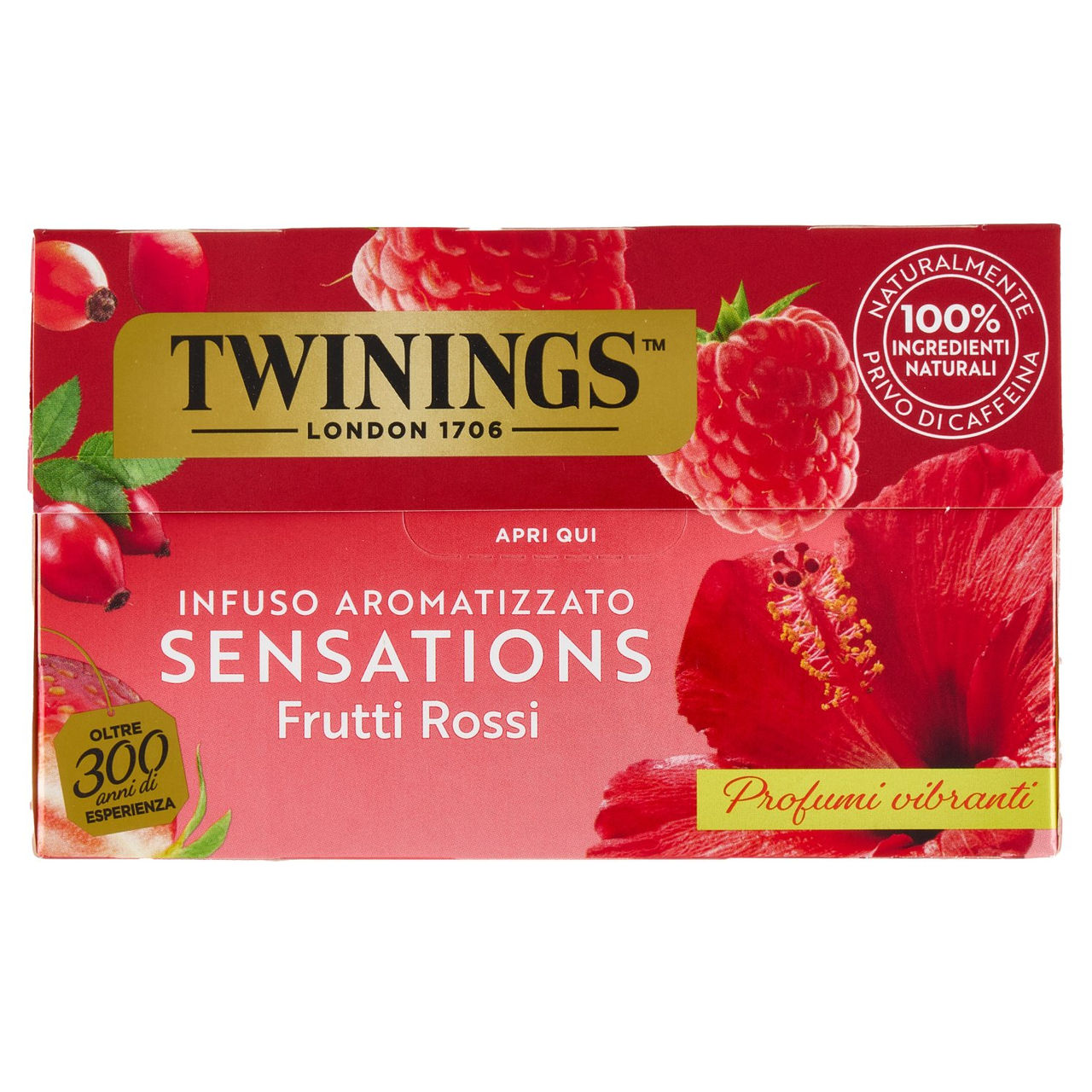 Twinings Frutti Rossi Infuso Sensations alla fragola, lampone, ibisco e rosa canina 20 filtri 40