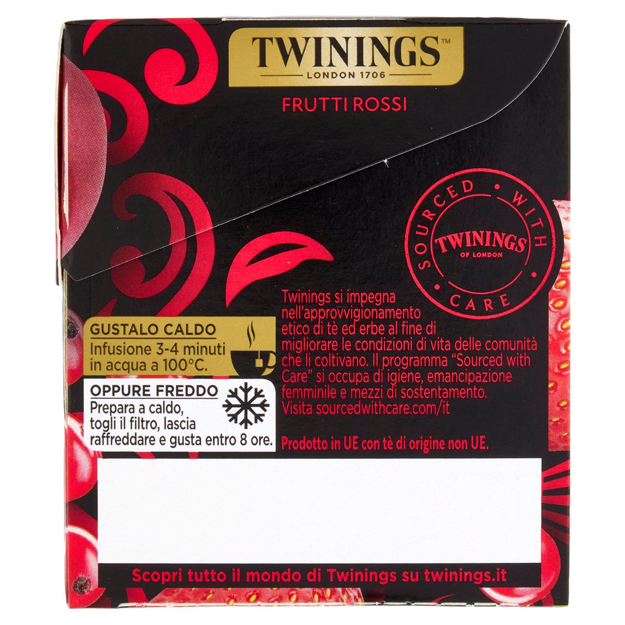 Twinings Frutti Rossi Tè Nero aromatizzato alla Fragola, Ciliegia, Ribes Lampone 20 filtri The 40 g