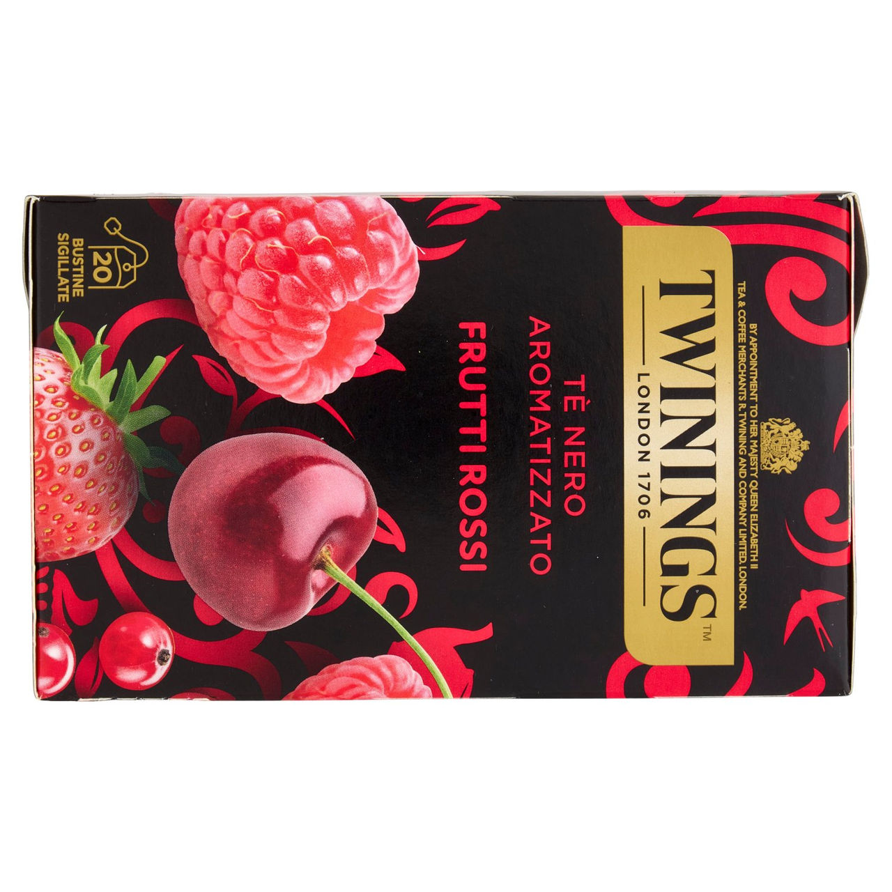 Twinings Frutti Rossi Tè Nero aromatizzato alla Fragola, Ciliegia, Ribes Lampone 20 filtri The 40 g