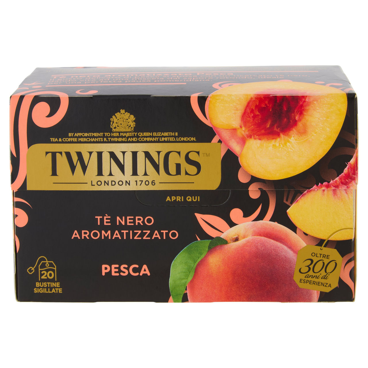 Twinings Pesca Tè Nero aromatizzato 20 filtri The 40 g