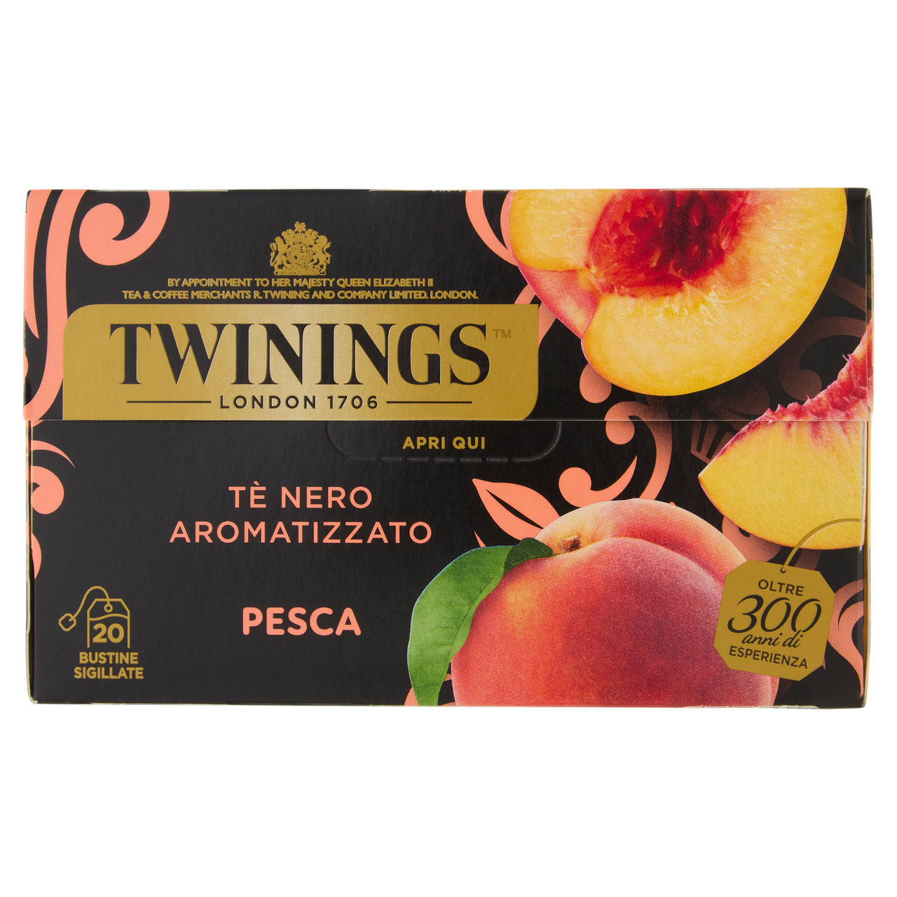 Twinings Pesca Tè Nero aromatizzato 20 filtri The 40 g
