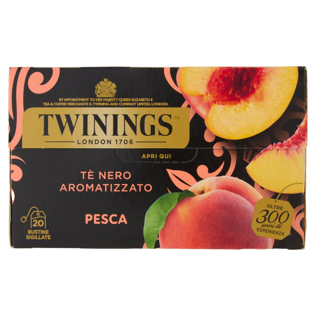 Twinings Pesca Tè Nero aromatizzato 20 filtri The 40 g