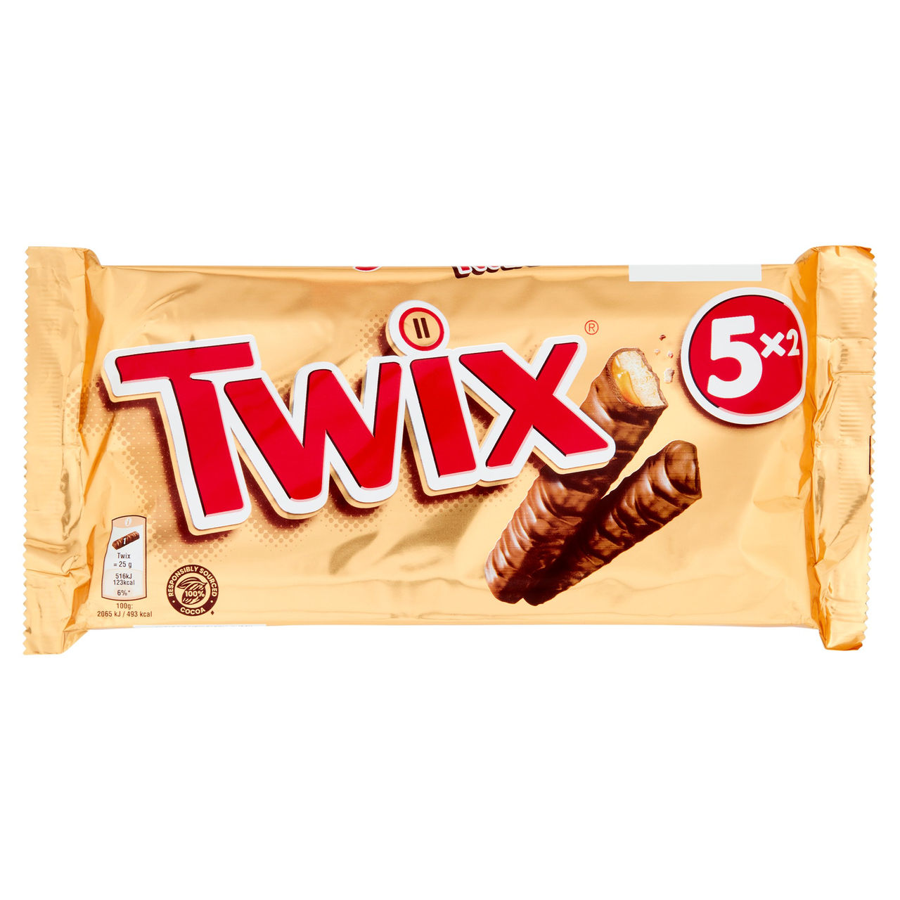 Twix Snack al Cioccolato con Caramello, 5 Barrette x 50g