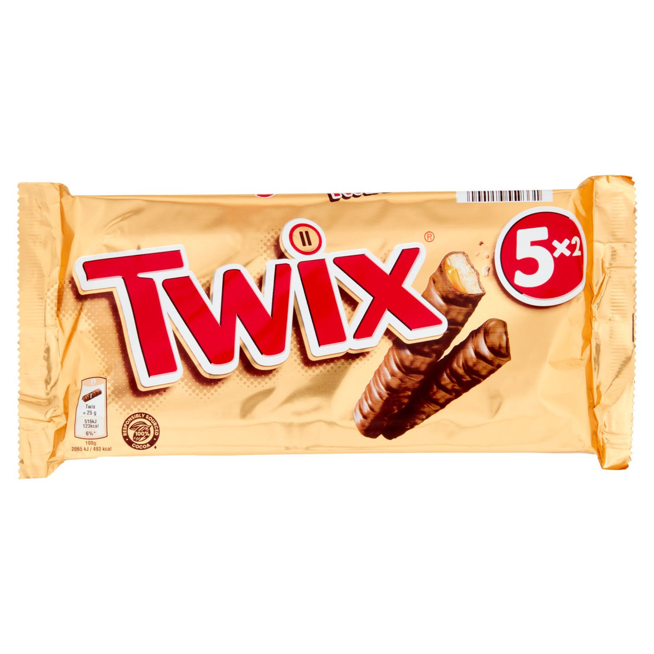 Twix Snack al Cioccolato con Caramello, 5 Barrette x 50g
