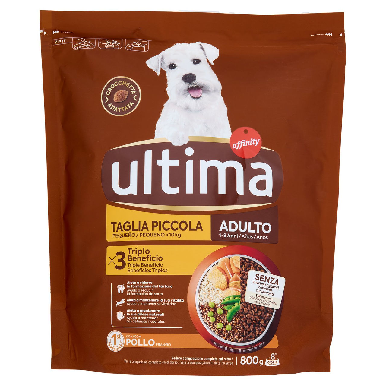 Ultima Dog Mini 1-10 kg Adult 1-8 Anni Pollo 800 g