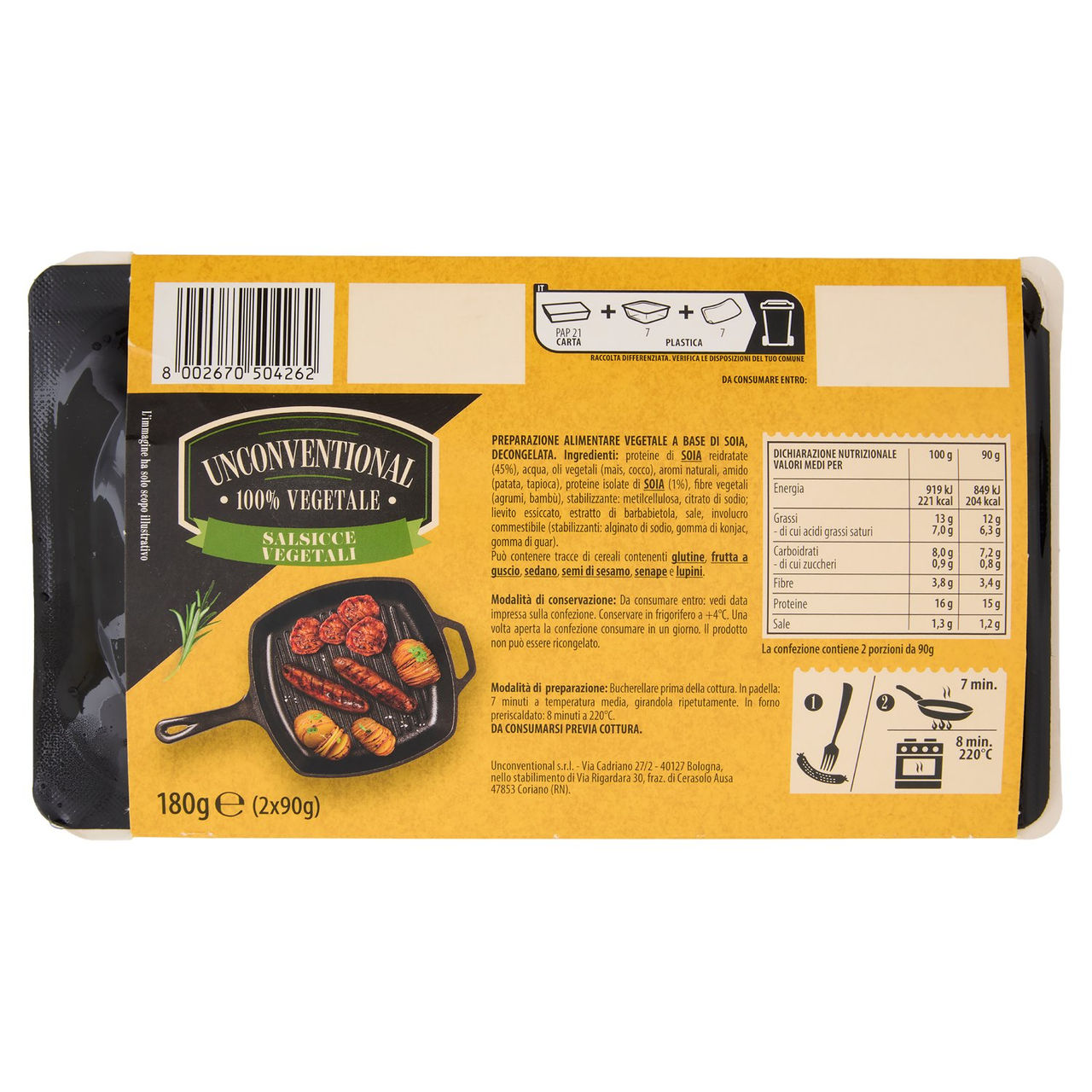 Unconventional Salsicce Vegetali 2 x 90 g