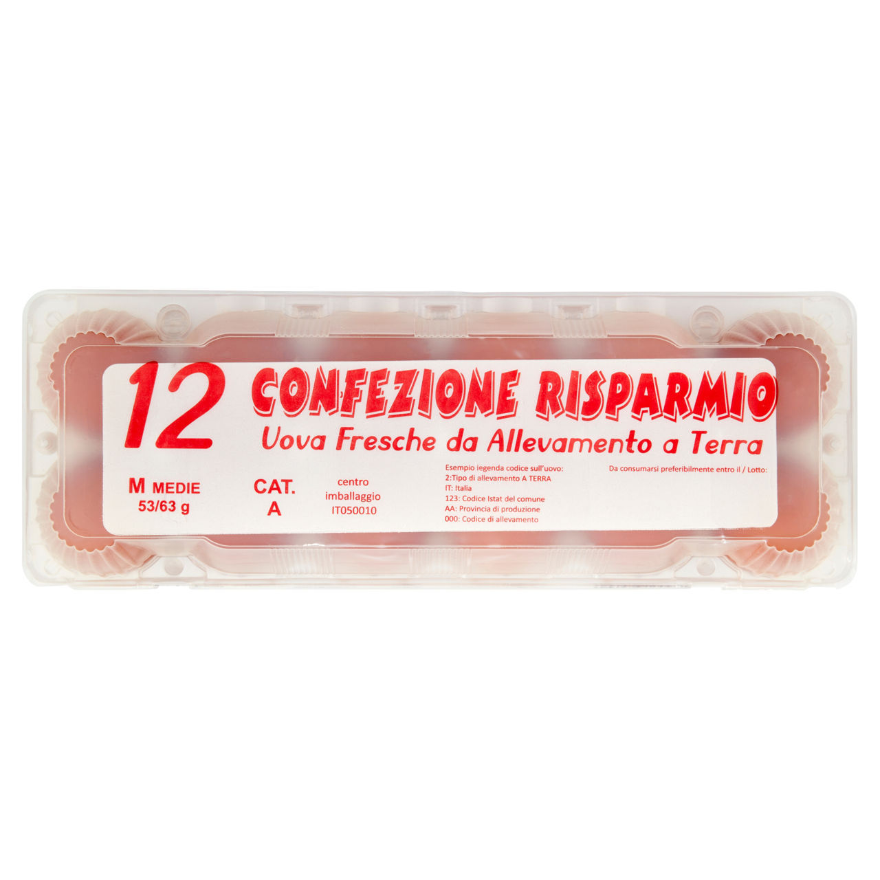 Uova fresche Ovobettini medie allevate a terra conf. da 12 uova