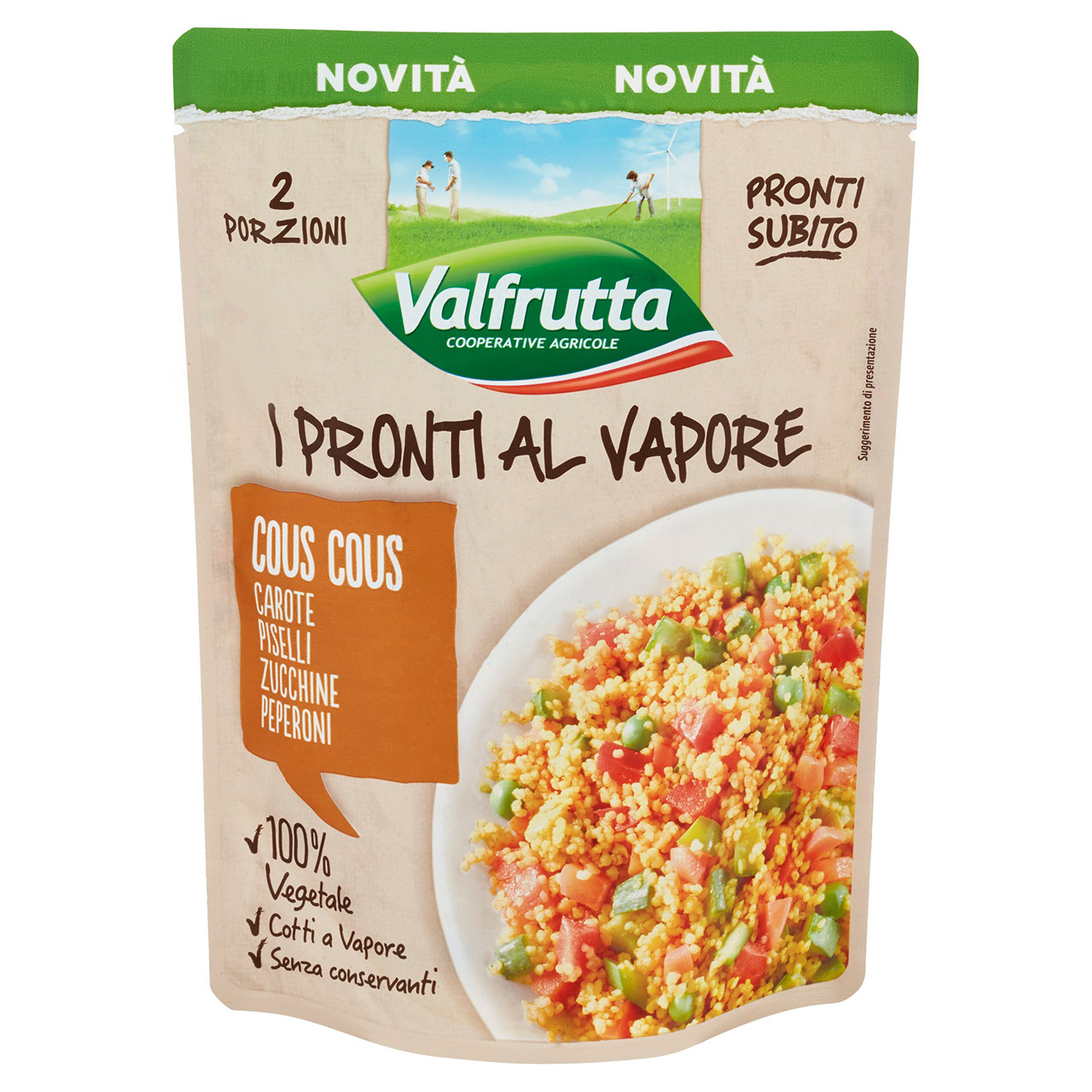 Valfrutta I Pronti al Vapore Cous Cous, Carote, Piselli, Zucchine, Peperoni 220 g