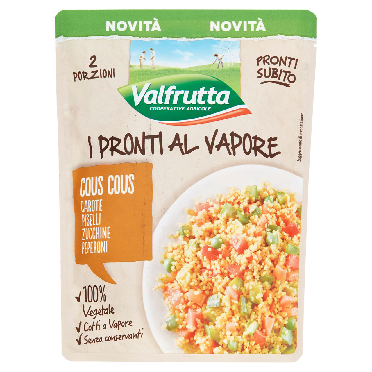 Valfrutta I Pronti al Vapore Cous Cous, Carote, Piselli, Zucchine, Peperoni 220 g