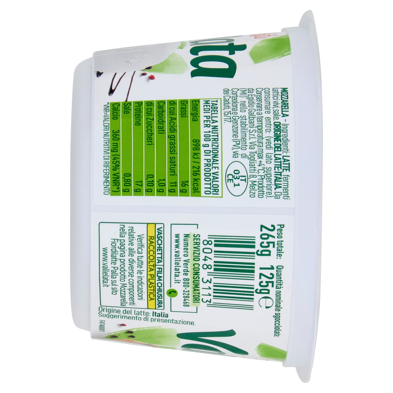 Vallelata Fior di Latte Mozzarella Fresca 125 g