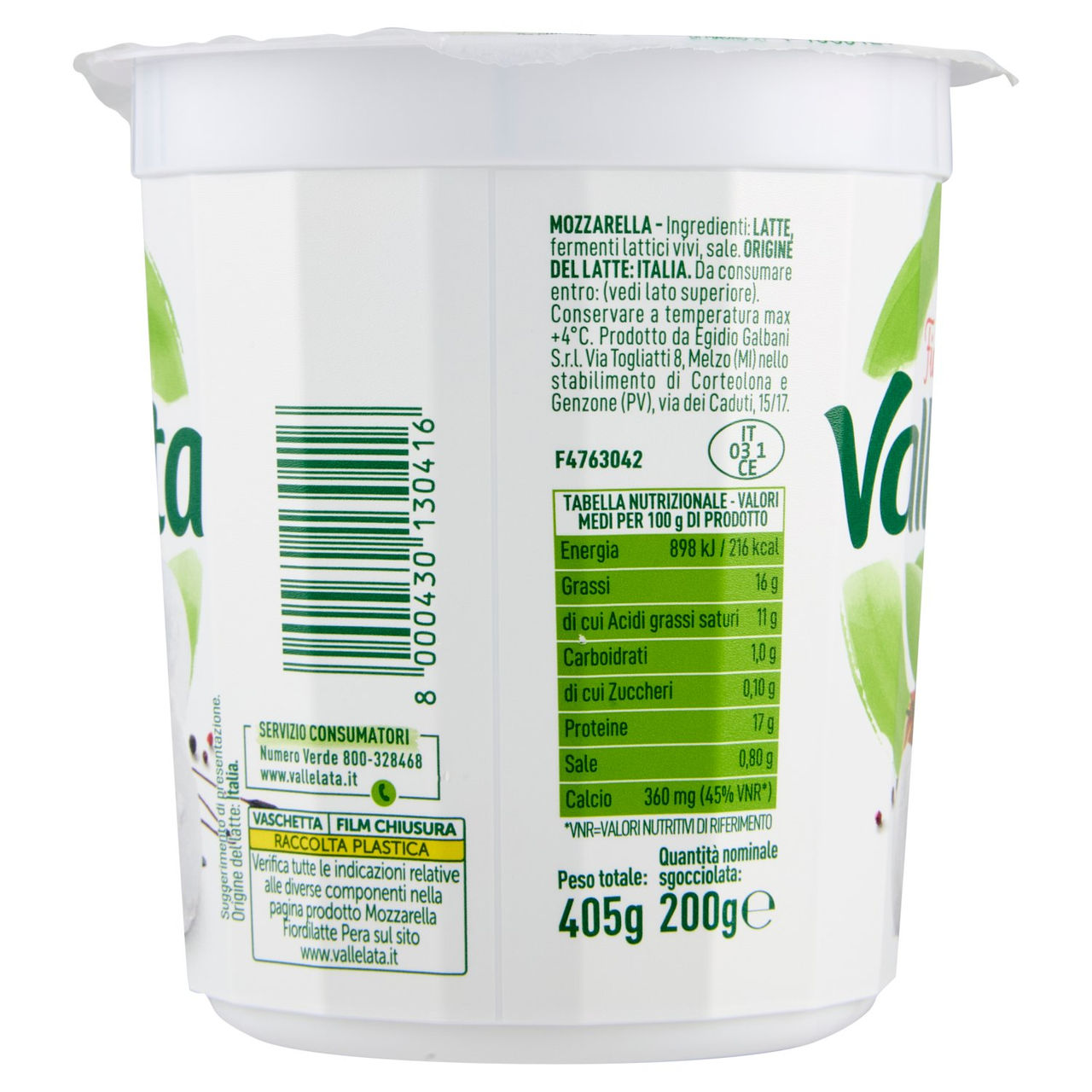 Vallelata Fior di Latte Mozzarella 200 g