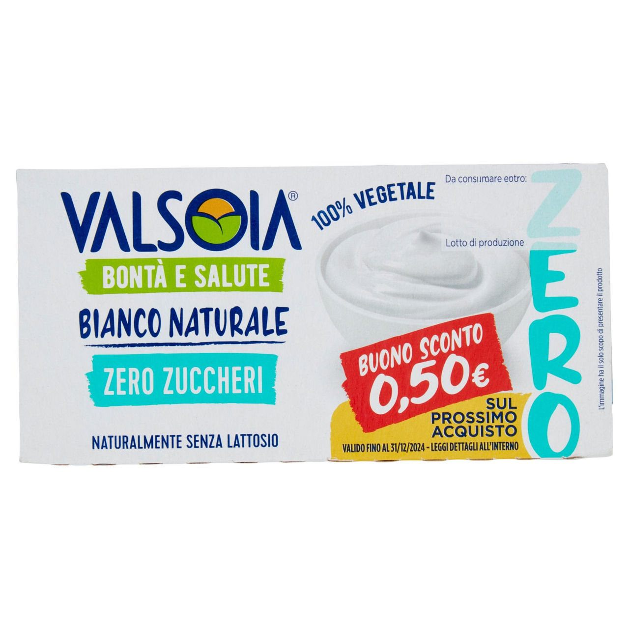 Valsoia Bontà e Salute Bianco Naturale Zero Zuccheri 2 x 125 g