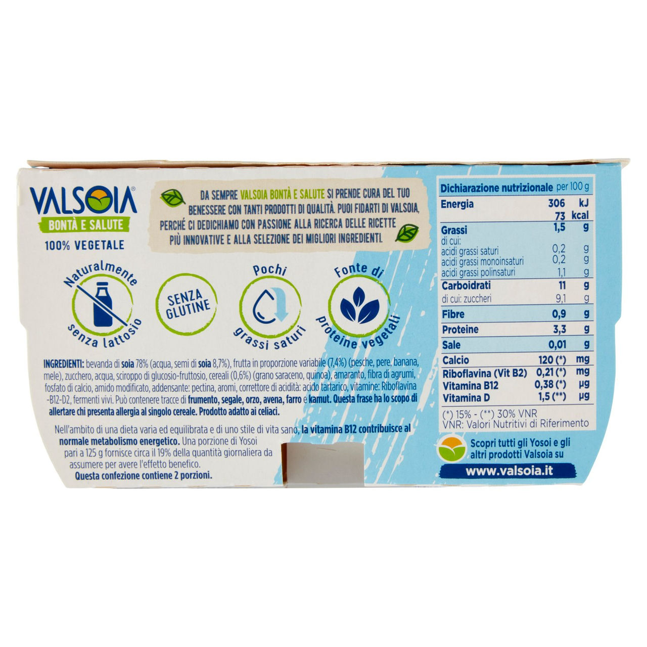 Valsoia Bontà e Salute Cereali e Frutta 2 x 125 g
