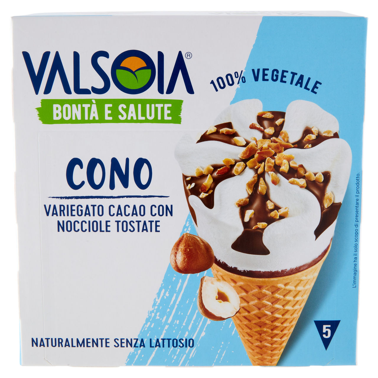 Valsoia Bontà e Salute Cono Variegato Cacao con Nocciole Tostate 5 x 75 g