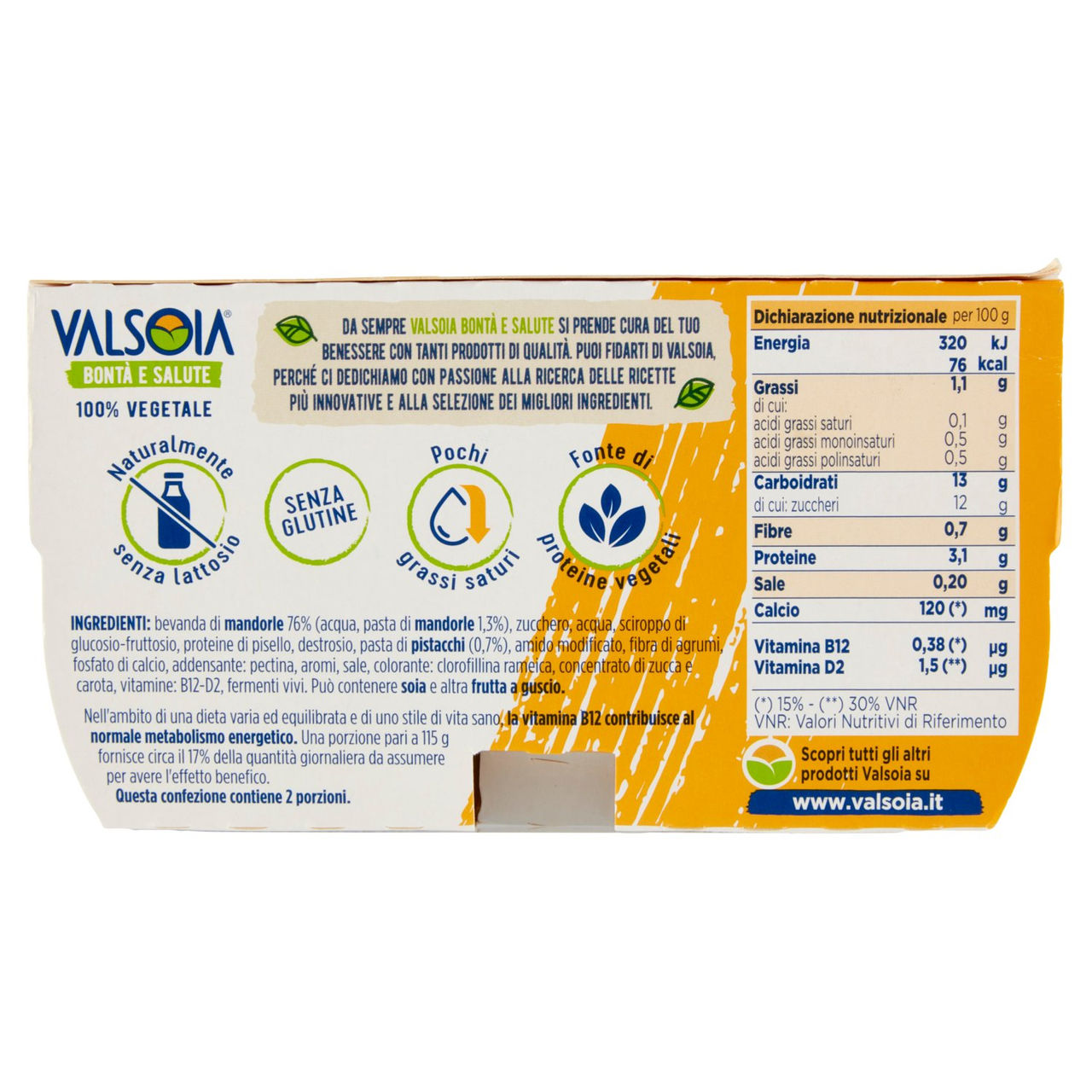 Valsoia Bontà e Salute Pistacchio Mandorla 2 x 115 g