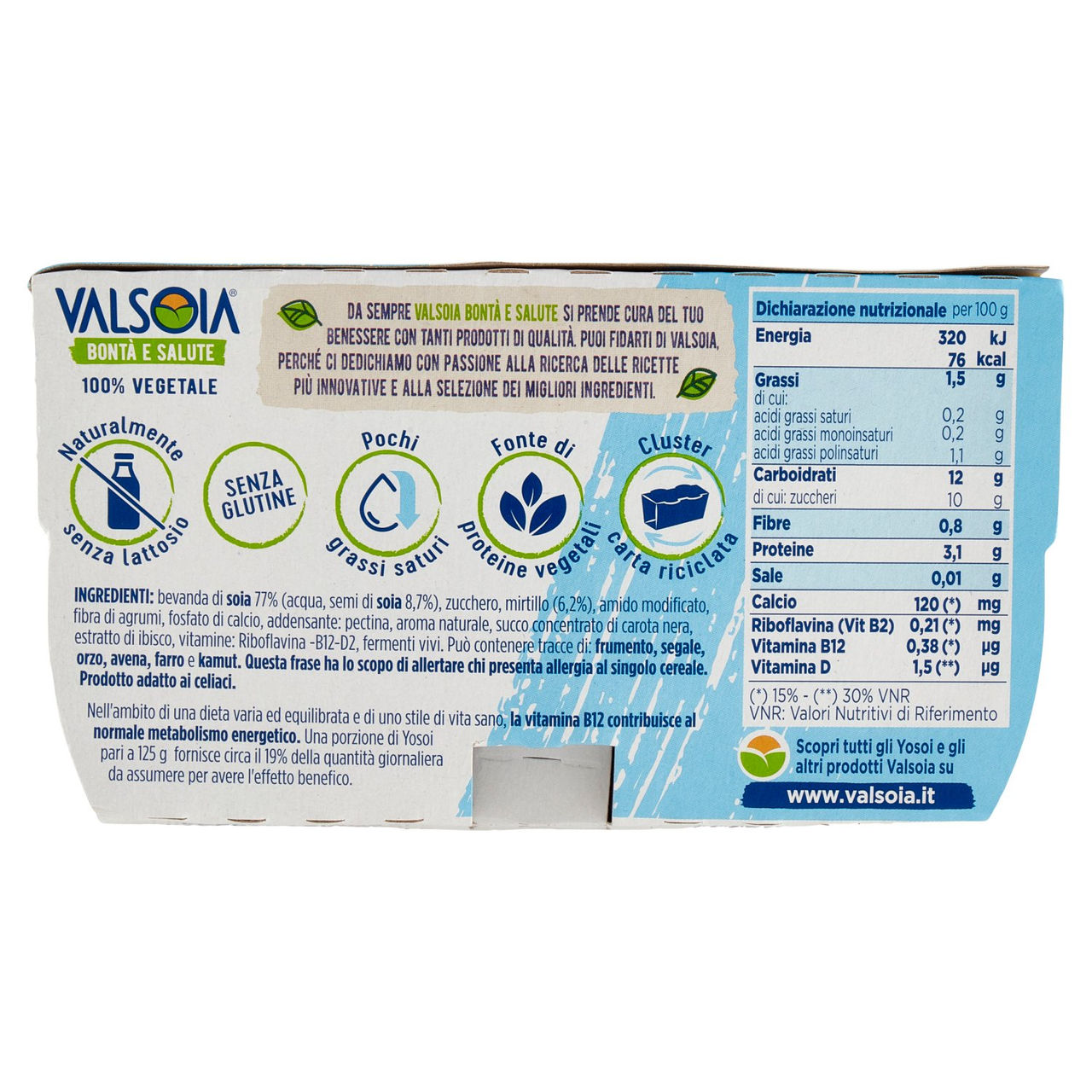 Valsoia Bontà e Salute Yosoi Mirtillo 2 x 125 g