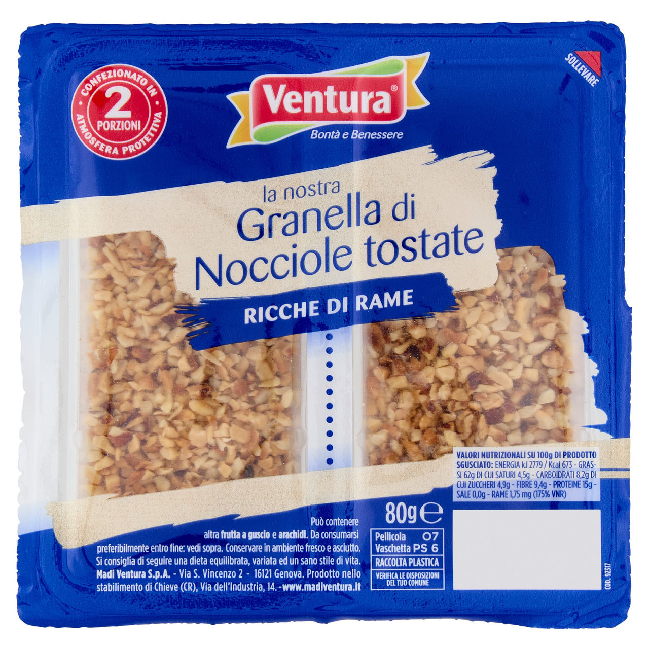 Ventura la nostra Granella di Nocciole tostate 80 g