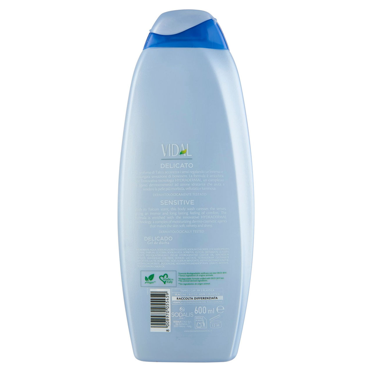 Vidal Sensitive Bagnodoccia Delicato Profumo di Talco 600 ml